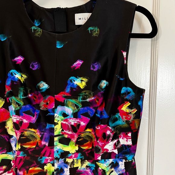 Bright colored abstract skater dress by Milly - Picture 3 of 4